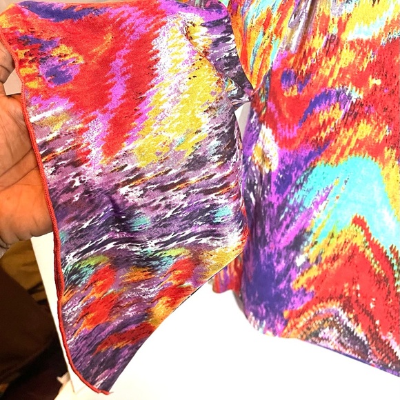 New Directions Boho Multicolor Abstract Flutter Sleeve Top – Medium - Picture 4 of 12